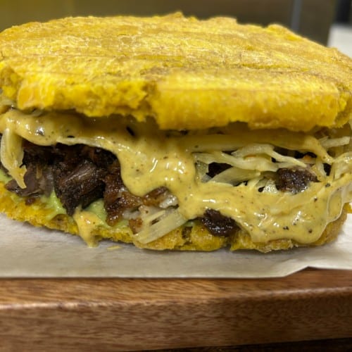 Goat Plantain sandwich.